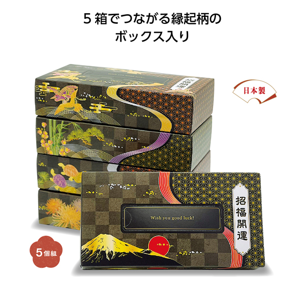 招福開運エコ寸BOXティッシュ100W5個組