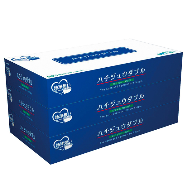 ハチジュウダブルBOXティッシュ80W3個組