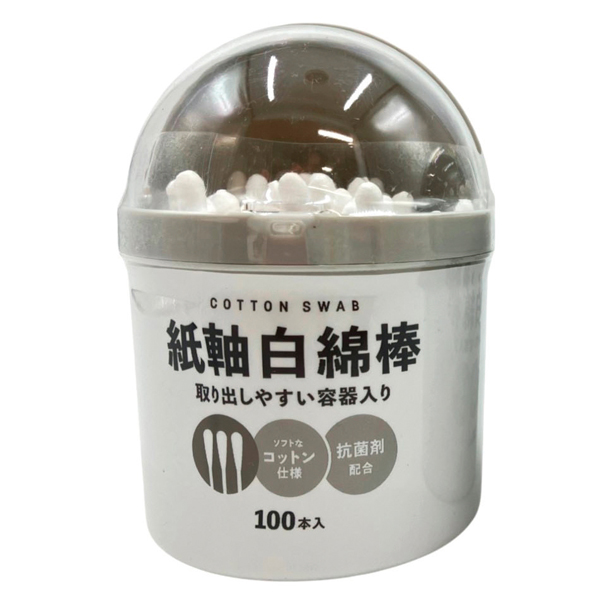 紙軸白綿棒100本 容器入り
