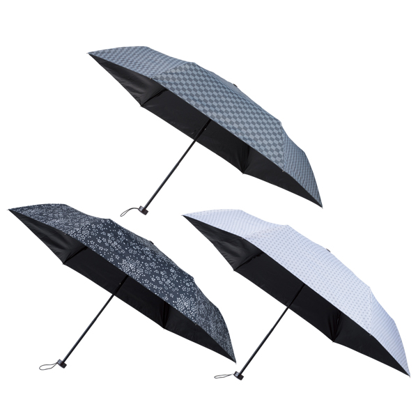 モノクロ和柄 晴雨兼用折りたたみ傘